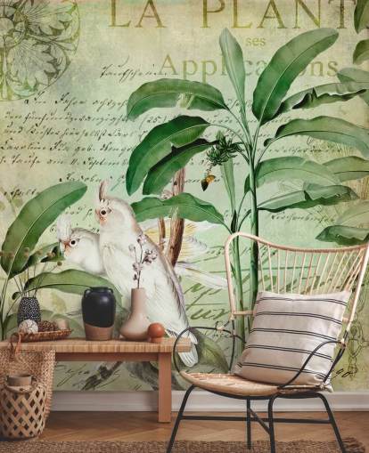 Kakaduor Nostalgiska resa väggmålning av Andrea Haase Kakaduor Nostalgiska resa väggmålning av Andrea Haase