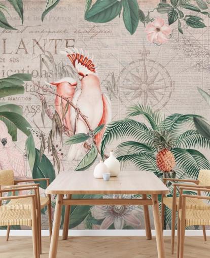 Mural de selva de cacatua vintage Mural de selva de cacatua vintage
