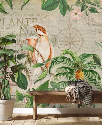 Decorazione murale con giungla di cacatua nostalgici di Andrea Haase Decorazione murale con giungla di cacatua nostalgici di Andrea Haase