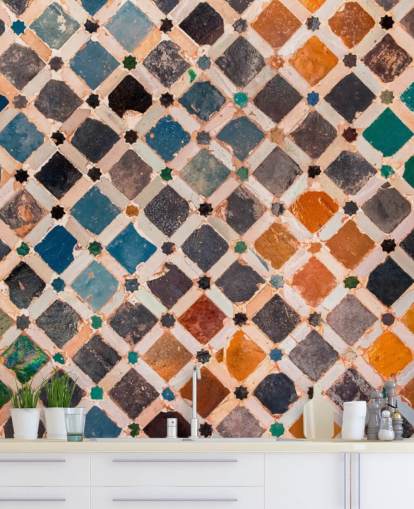 colourful vintage arabic tile wallpaper colourful vintage arabic tile wallpaper
