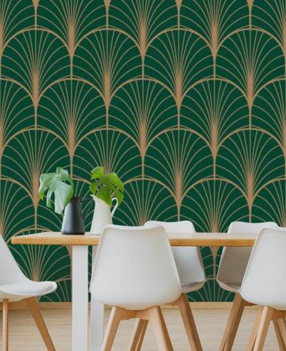 Papier peint Art Déco vert émeraude Papier peint Art Déco vert émeraude
