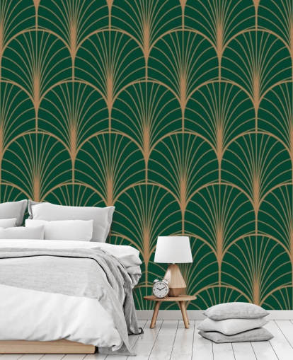Papel de parede Art Deco verde esmeralda Papel de parede Art Deco verde esmeralda