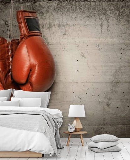 carta da parati murale rossa e grigia chiamata Boxing Gloves per camere da letto e palestre per adolescenti carta da parati murale rossa e grigia chiamata Boxing Gloves per camere da letto e palestre per adolescenti