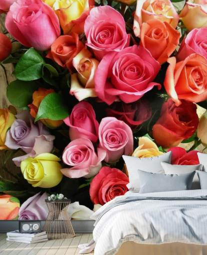 Farvede Roser Vægmaleri Farvede Roser Vægmaleri