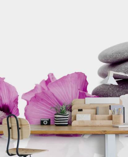 Purple Flowers and Pebble Wallpaper Purple Flowers and Pebble Wallpaper