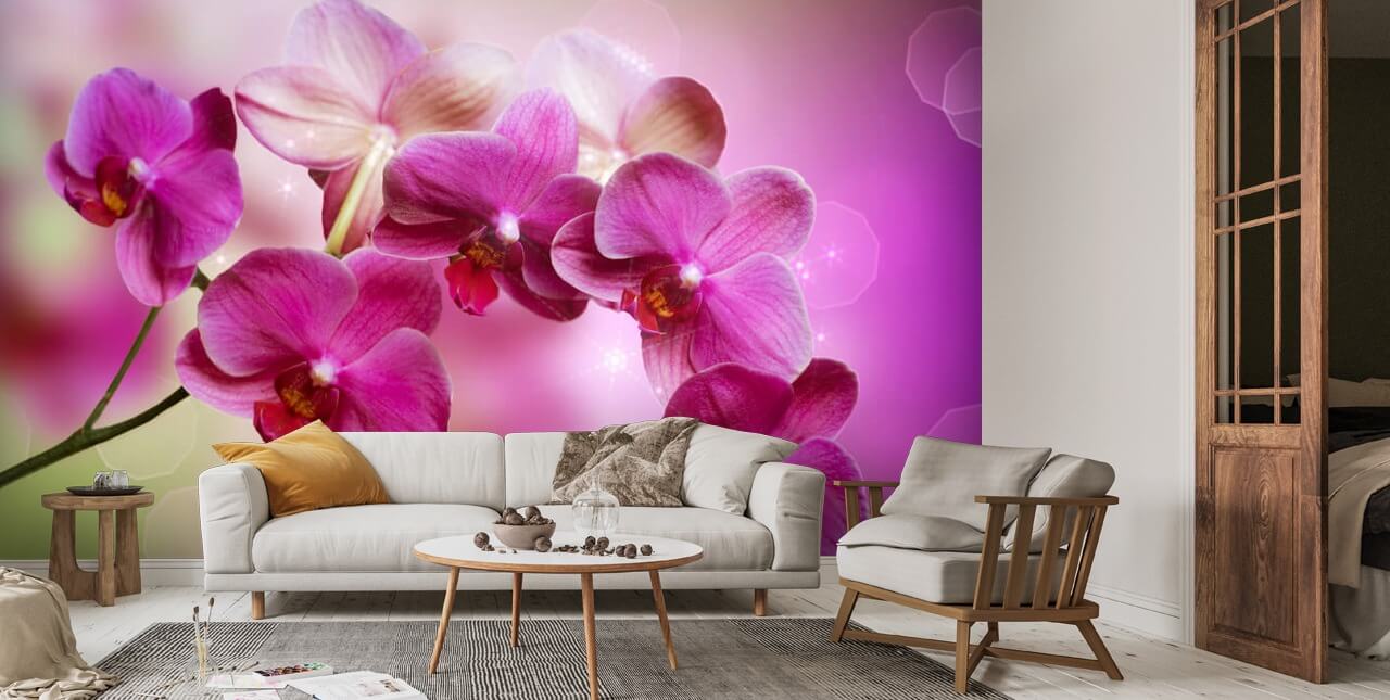  Papel pintado decorativo decorativo para pared 4D, diseño  moderno de gran tamaño, diseño de orquídea, diseño estereoscópico, en  relieve, diseño de mariposa, diseño de flores de orquídeas en relieve,  pintura de