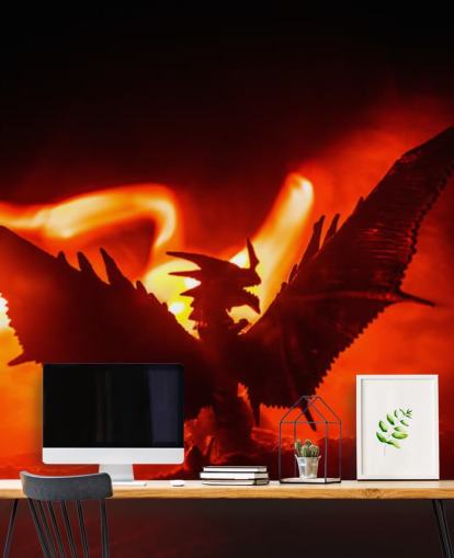 fire lit behind dragon wallpaper fire lit behind dragon wallpaper