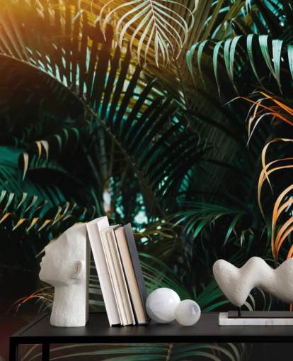 Deep Dark Palm Leaves Mural Deep Dark Palm Leaves Mural