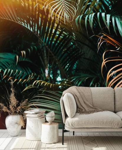 Deep Dark Palm Leaves Mural Deep Dark Palm Leaves Mural