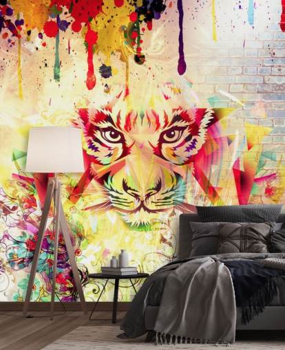 Papier Peint Fresque Graffiti Tiger Face Papier Peint Fresque Graffiti Tiger Face