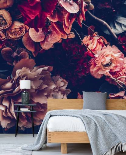 dark customisable floral wallpaper mural called Dark Vintage Floral for bedroom dark customisable floral wallpaper mural called Dark Vintage Floral for bedroom