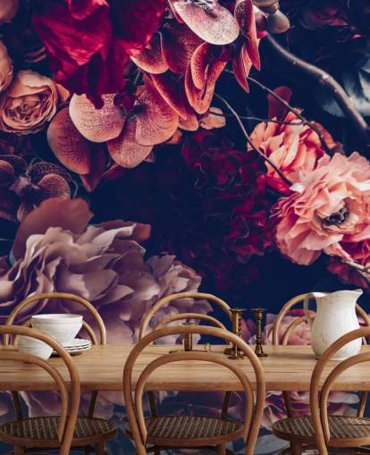 dark customisable floral wallpaper mural called Dark Vintage Floral for bedroom dark customisable floral wallpaper mural called Dark Vintage Floral for bedroom