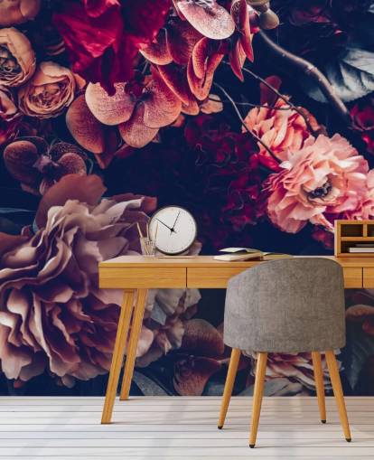 dark customisable floral wallpaper mural called Dark Vintage Floral for bedroom dark customisable floral wallpaper mural called Dark Vintage Floral for bedroom