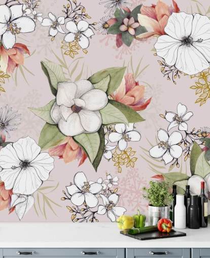 Pink Floral Burst Wallpaper by Kelly Kratzing Pink Floral Burst Wallpaper by Kelly Kratzing