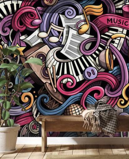 Decorazione murale con illustrazione di strumenti Decorazione murale con illustrazione di strumenti