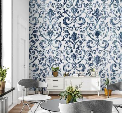 Papel pintado vintage estampado azul