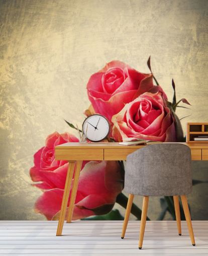 Three Vintage Pink Roses Wallpaper Three Vintage Pink Roses Wallpaper