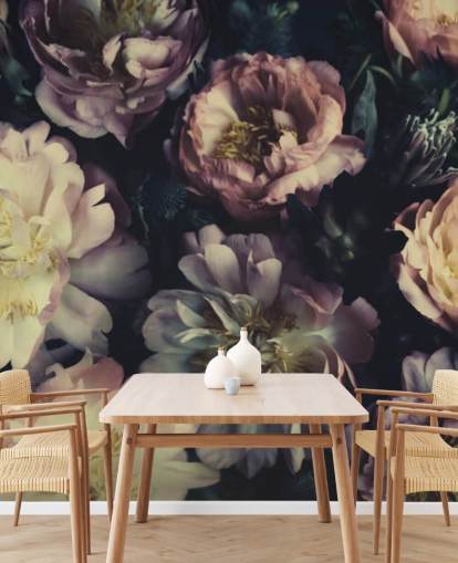 fresque murale florale personnalisable violette appelée Purple Roses pour les chambres, les salons et les salles à manger fresque murale florale personnalisable violette appelée Purple Roses pour les chambres, les salons et les salles à manger