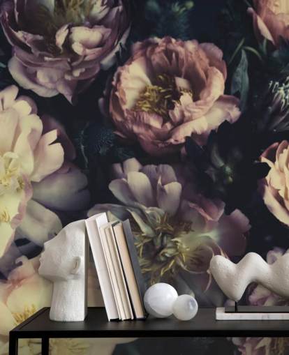 mural de parede floral personalizável roxo chamado Purple Roses para quartos, salas de estar e salas de jantar mural de parede floral personalizável roxo chamado Purple Roses para quartos, salas de estar e salas de jantar