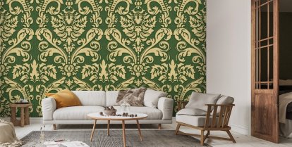 Premium Vector  Green vintage pattern template for textile wallpaper