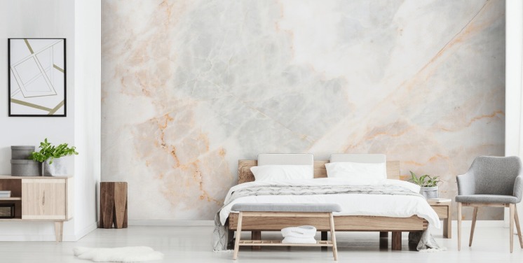 Tapeten-Wandbild aus weißem Marmor namens Soft Tones für Schlafzimmer, Badezimmer und Küchen