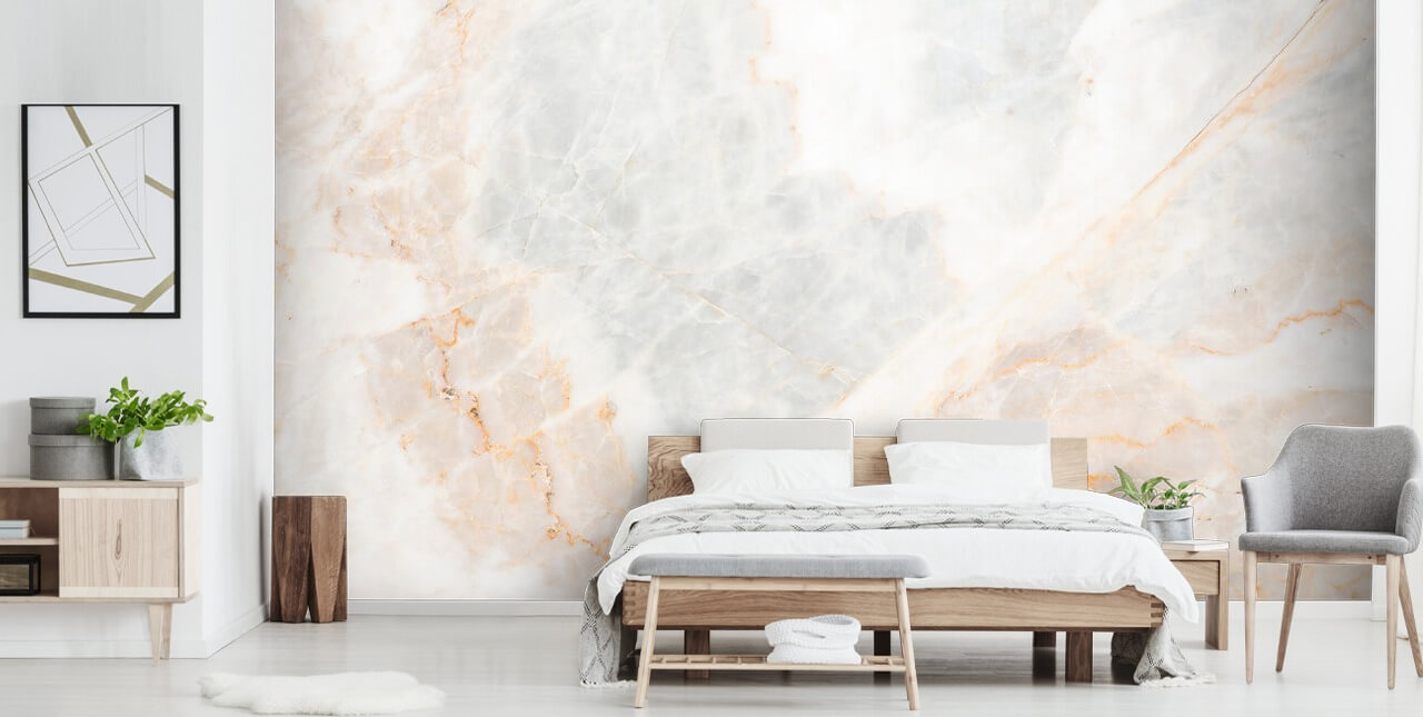 white marble wallpaper mural called Soft Tones for bedrooms, bathrooms and kitchens
