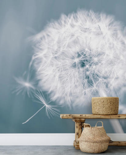 grå mælkebøtte tapet vægmaleri kaldet Dandelion Clock til soveværelser, kontorer og badeværelser grå mælkebøtte tapet vægmaleri kaldet Dandelion Clock til soveværelser, kontorer og badeværelser