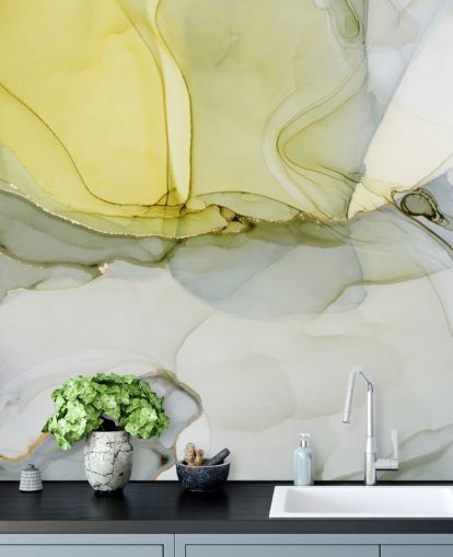 yellow and gray custom watercolor wallpaper mural called Gray and Mustard Watercolor for kitchens or bathrooms yellow and gray custom watercolor wallpaper mural called Gray and Mustard Watercolor for kitchens or bathrooms