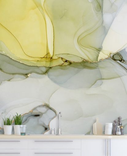 mural de papel de parede em aquarela personalizado amarelo e cinza chamado Aquarela de cinza e mostarda para cozinhas ou banheiros mural de papel de parede em aquarela personalizado amarelo e cinza chamado Aquarela de cinza e mostarda para cozinhas ou banheiros