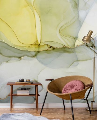 gul og grå brugerdefineret akvarel tapetmaleri kaldet Grå og sennep Akvarel til køkkener eller badeværelser gul og grå brugerdefineret akvarel tapetmaleri kaldet Grå og sennep Akvarel til køkkener eller badeværelser