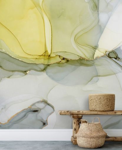 gul och grå anpassad akvarell tapetväggmålning kallad Grå och senapakvarell för kök eller badrum gul och grå anpassad akvarell tapetväggmålning kallad Grå och senapakvarell för kök eller badrum