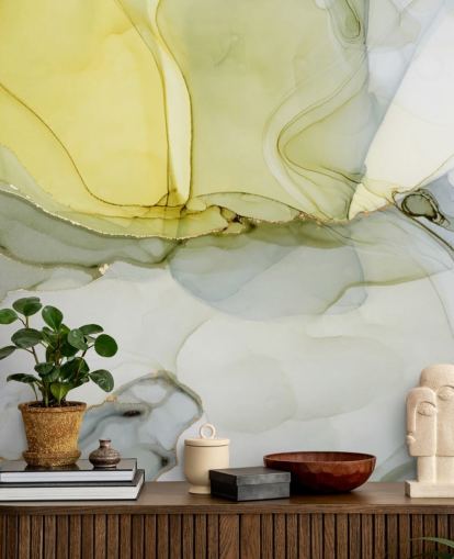 mural de papel de parede em aquarela personalizado amarelo e cinza chamado Aquarela de cinza e mostarda para cozinhas ou banheiros mural de papel de parede em aquarela personalizado amarelo e cinza chamado Aquarela de cinza e mostarda para cozinhas ou banheiros