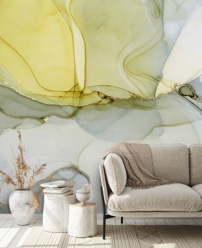 yellow and grey custom watercolour wallpaper mural called Grey and Mustard Watercolour for kitchens or bathrooms yellow and grey custom watercolour wallpaper mural called Grey and Mustard Watercolour for kitchens or bathrooms