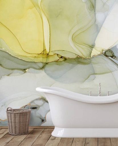 gul og grå brugerdefineret akvarel tapetmaleri kaldet Grå og sennep Akvarel til køkkener eller badeværelser gul og grå brugerdefineret akvarel tapetmaleri kaldet Grå og sennep Akvarel til køkkener eller badeværelser