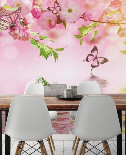 Sakura with Butterflies Mural Sakura with Butterflies Mural