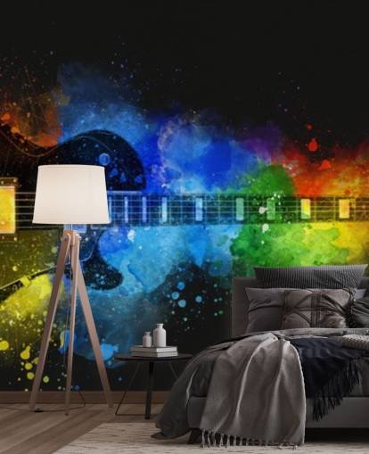 colourful paint around guitar wallpaper colourful paint around guitar wallpaper