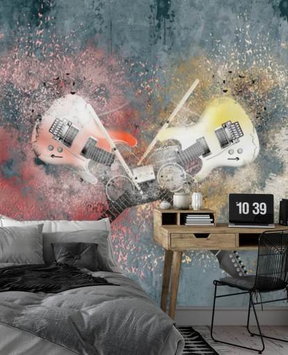 Graffiti Smashed Guitars Wall Mural Graffiti Smashed Guitars Wall Mural