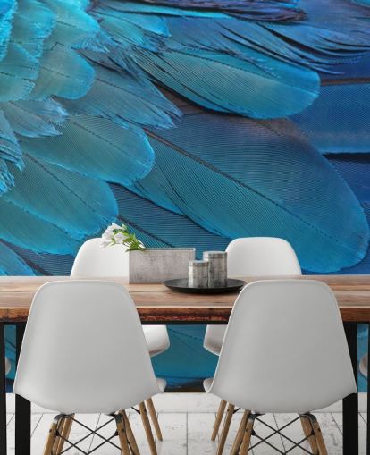 Blue Macaw Feather Print Wallpaper Blue Macaw Feather Print Wallpaper