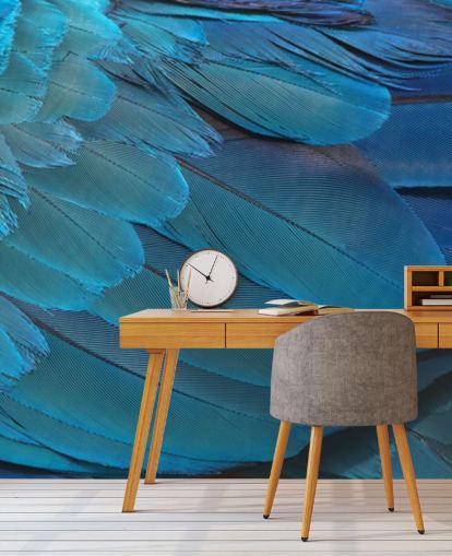 Blue Macaw Feather Print Wallpaper Blue Macaw Feather Print Wallpaper