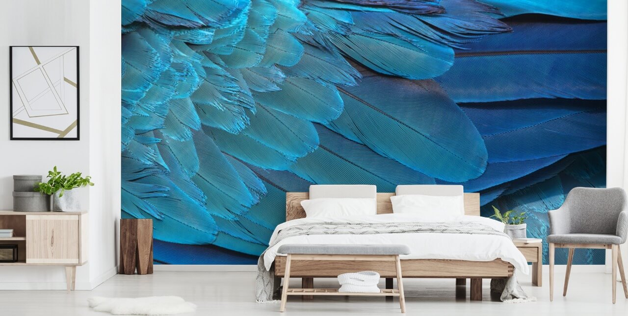 Blå Macaw Fjer Print Baggrund Blå Macaw Fjer Print Baggrund