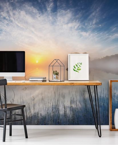 papel de parede sunrise misty lake papel de parede sunrise misty lake