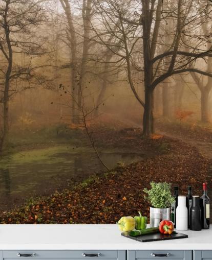 Misty Trees and Path Wallpaper Misty Trees and Path Wallpaper