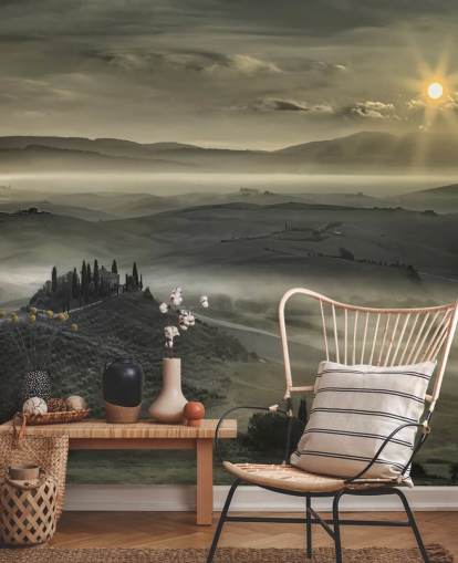Misty Italiaans platteland behang Misty Italiaans platteland behang