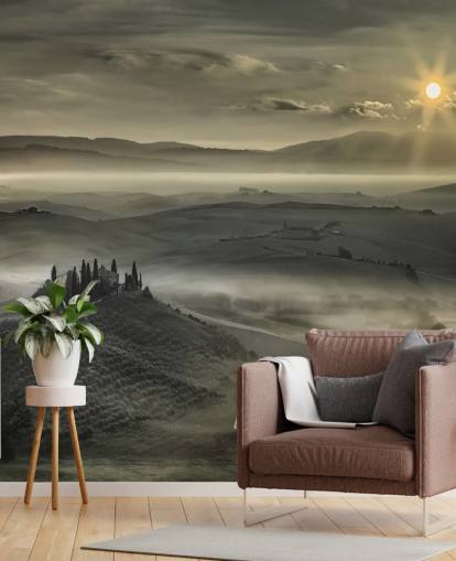 Misty Italiaans platteland behang Misty Italiaans platteland behang