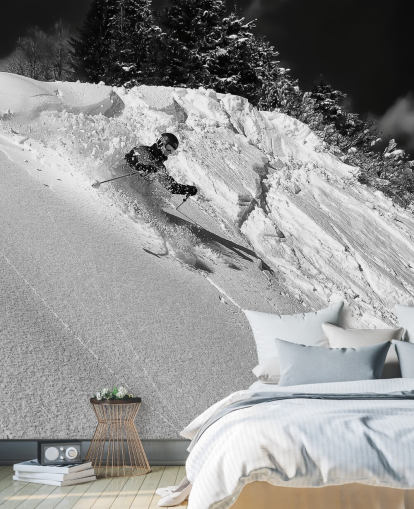 Fondo de pantalla de esquiador cuesta abajo Fondo de pantalla de esquiador cuesta abajo