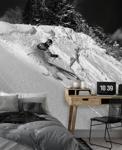 Skier Down Slope Baggrund Skier Down Slope Baggrund