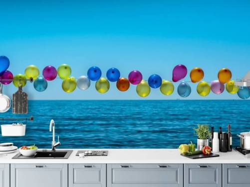 Fondo de pantalla Globos en la playa