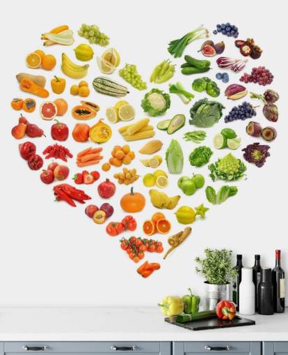 Rainbow Grøntsager & Frugt Heart Vægmaleri Rainbow Grøntsager & Frugt Heart Vægmaleri