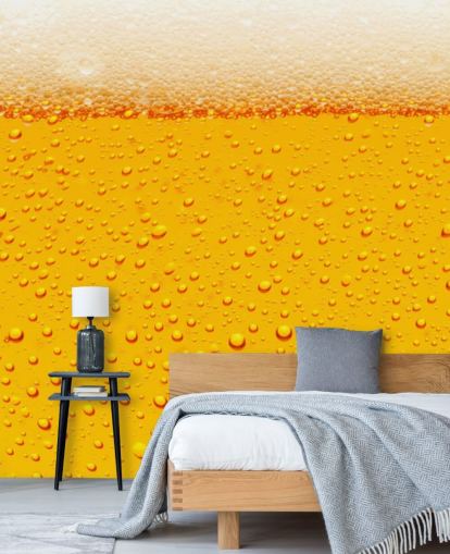Beer Glass Close Up of Froth and Bubbles Wall Mural Beer Glass Close Up of Froth and Bubbles Wall Mural