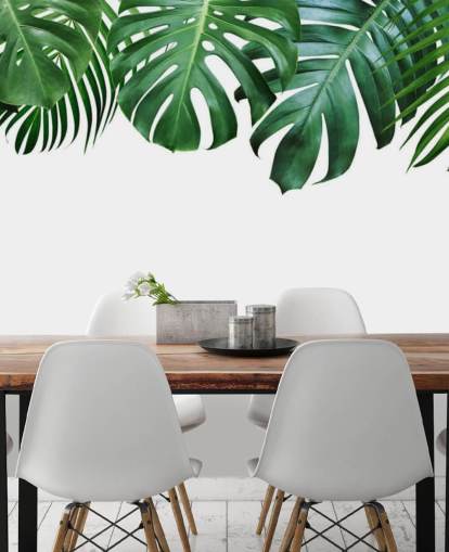 vihreä monstera ja palmu lehdet tapetti vihreä monstera ja palmu lehdet tapetti